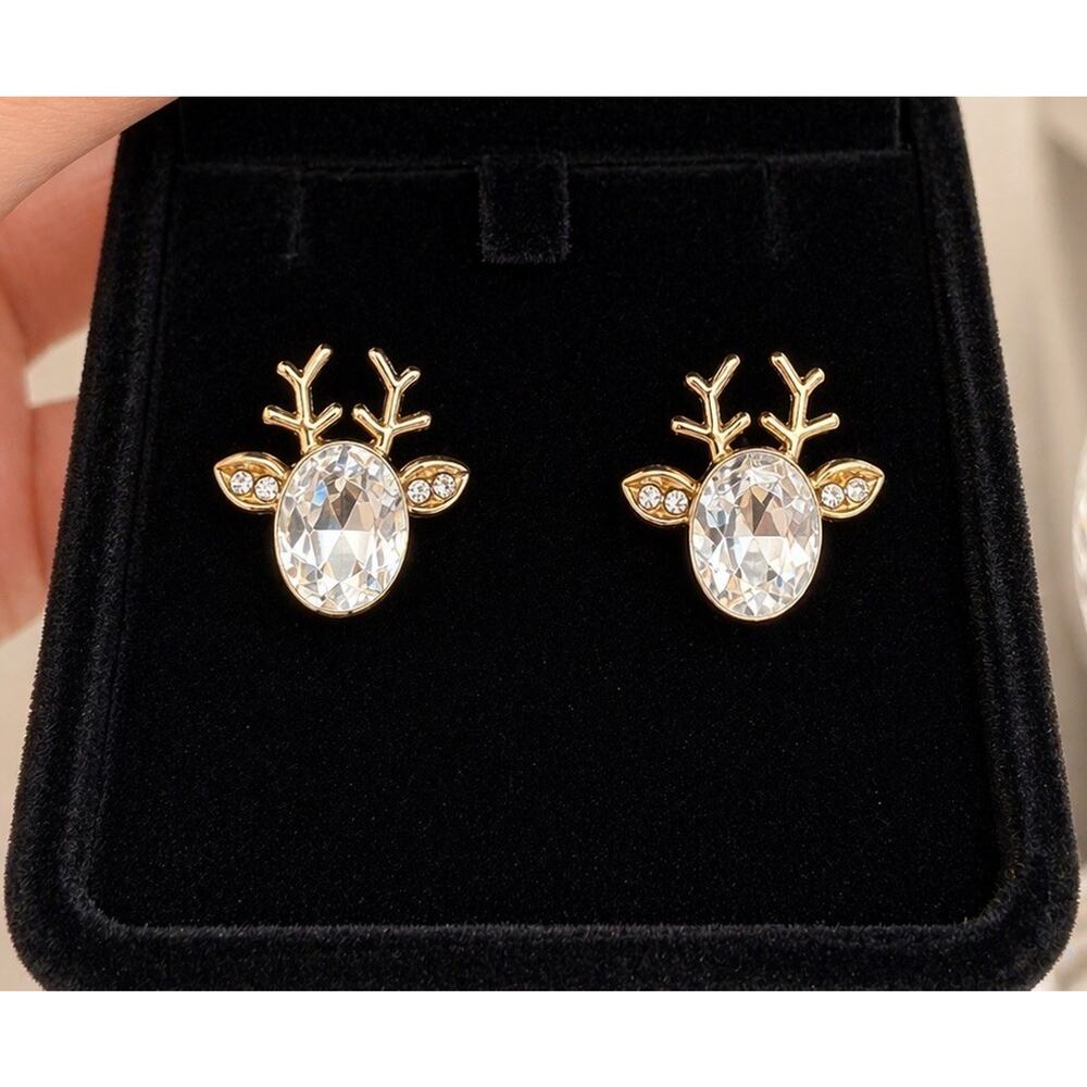 Anthropologie Reindeer Stud Crystal Earrings